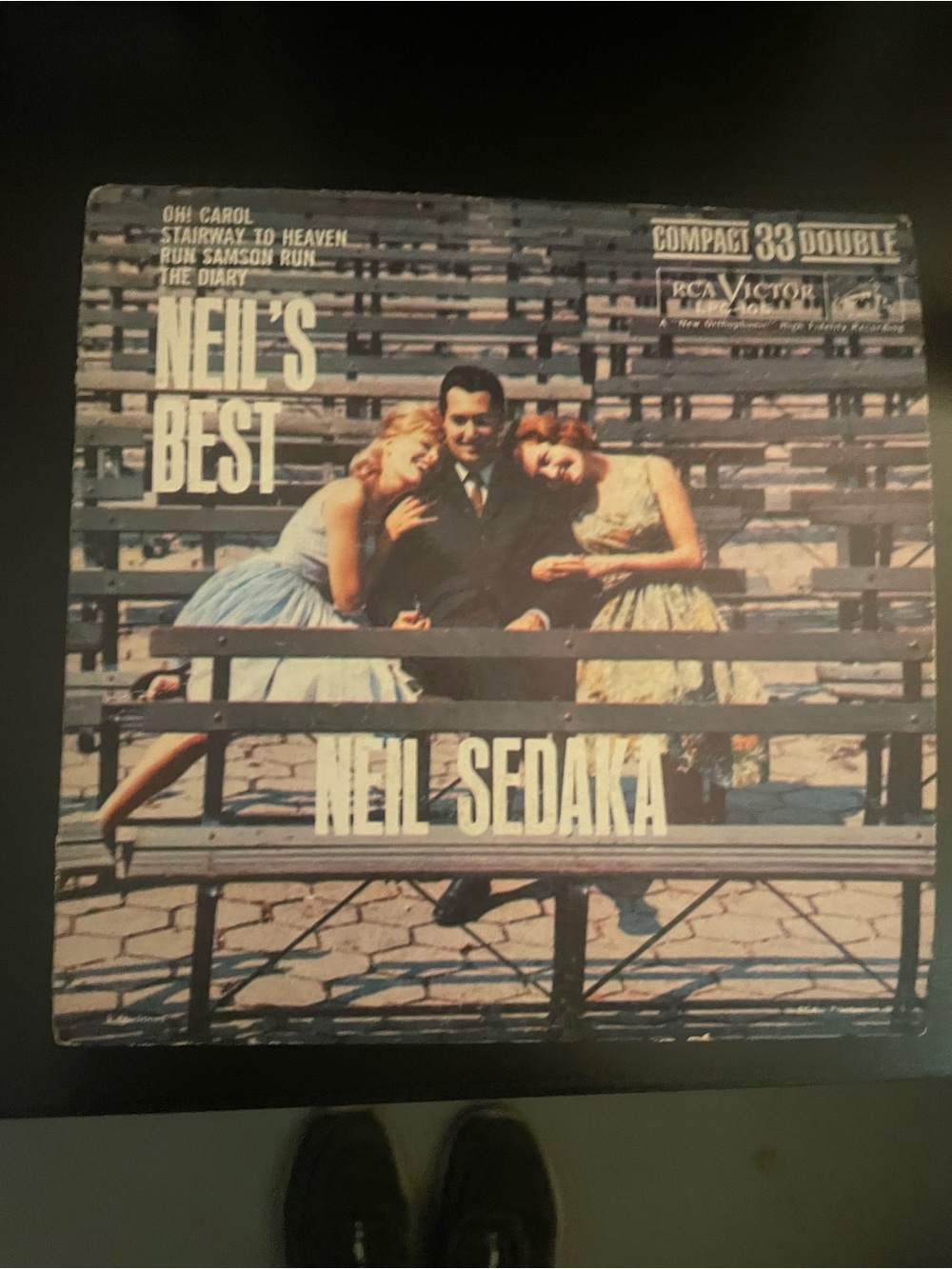 Neil Sedaka "Neil's Best" Vintage Album Cover - Beige & Blue Artwork